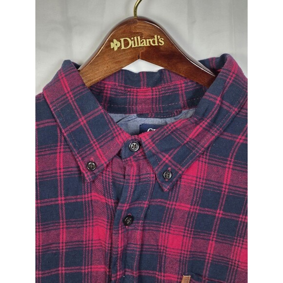 Chaps 2XL Mens Red Plaid  Flannel Button Up Long Sleeve Shirt‎ - Picture 2 of 7
